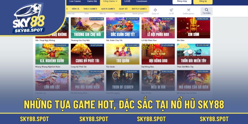 Danh sách trò chơi đặc sắc, thịnh hành